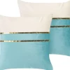 Dekokissen Samtstoff Blau / Beige 45 X 45 Cm 2Er Set Allium