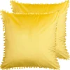 Dekokissen Samtstoff Gelb Mini-Pompons 45 X 45 Cm 2Er Set Aerangis