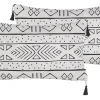Dekokissen Samtstoff Geometrisches Muster Mit Fransen Weis / Schwarz 30 X 50 Cm 2Er Set Schefflera