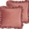 Dekokissen Samtstoff Rosa Mit Ruschen 42 X 42 Cm 2Er Set Kalanchoe