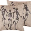 Dekokissen Skelett-Motiv Samtstoff Beige 45 X 45 Cm 2Er Set Mortesti