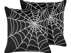 Dekokissen Spinnennetz-Muster Samtstoff Schwarz / Weis 45 X 45 Cm 2Er Set Lycoris