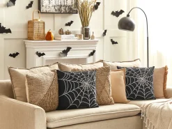 Dekokissen Spinnennetz-Muster Samtstoff Schwarz / Weis 45 X 45 Cm 2Er Set Lycoris
