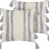 Dekokissen Streifenmuster Baumwolle Beige / Grau Getuftet 45 X 45 Cm 2Er Set Heliconia
