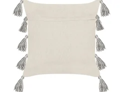 Dekokissen Streifenmuster Baumwolle Beige / Grau Getuftet 45 X 45 Cm 2Er Set Heliconia