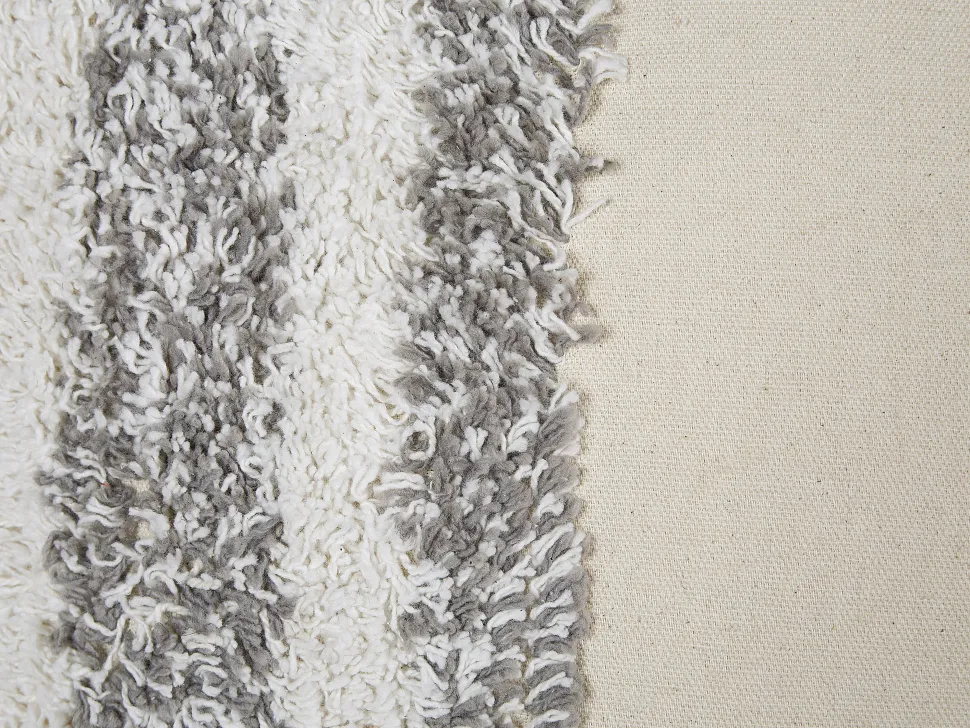 Dekokissen Streifenmuster Baumwolle Beige / Grau Getuftet 45 X 45 Cm 2Er Set Heliconia