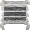 Dekokissen Streifenmuster Baumwolle Schwarz/Weis Mit Quasten 45 X 45 Cm Rochea