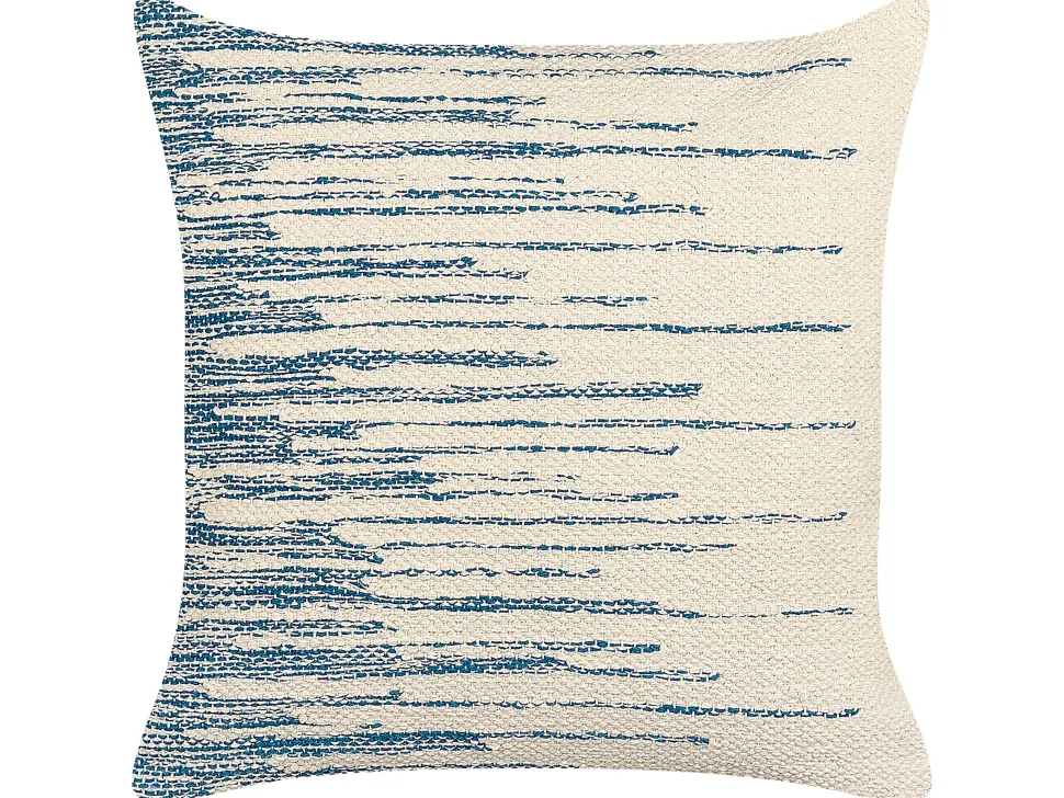Dekokissen Streifenmuster Baumwolle Beige/Blau 45 X 45 Cm Rivina