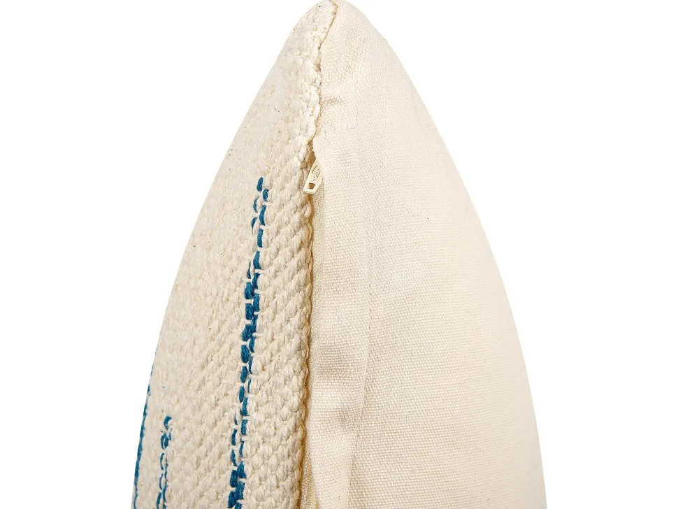 Dekokissen Streifenmuster Baumwolle Beige/Blau 45 X 45 Cm Rivina
