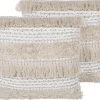 Dekokissen Streifenmuster Beige Bestickt 45 X 45 Cm 2Er Set Villur