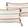 Dekokissen Streifenmuster Baumwolle Mehrfarbig Mit Quasten 40 X 60 Cm 2Er Set Agave