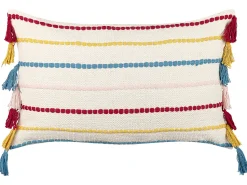 Dekokissen Streifenmuster Baumwolle Mehrfarbig Mit Quasten 40 X 60 Cm 2Er Set Agave