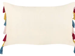 Dekokissen Streifenmuster Baumwolle Mehrfarbig Mit Quasten 40 X 60 Cm 2Er Set Agave