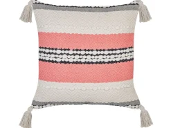 Dekokissen Streifenmuster Baumwolle Beige/Rot 45 X 45 Cm Euphorbia