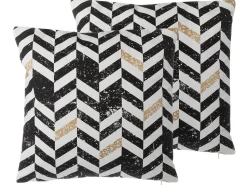 Dekokissen Streifenmuster Baumwolle Schwarz-Gold 45 X 45 Cm 2Er Set Helconia