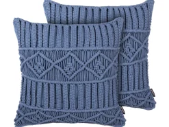 Dekokissen Strickmuster Blau 45 X 45 Cm 2Er Set Karatas