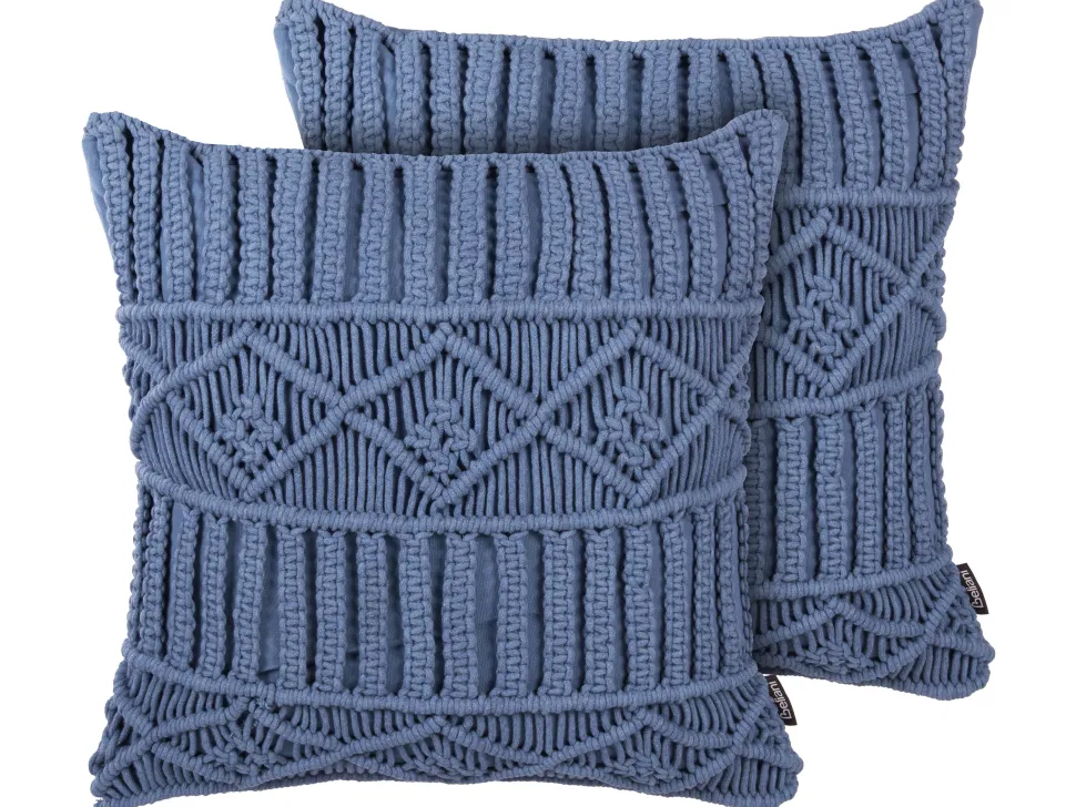 Dekokissen Strickmuster Blau 45 X 45 Cm 2Er Set Karatas