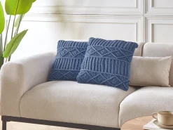 Dekokissen Strickmuster Blau 45 X 45 Cm 2Er Set Karatas
