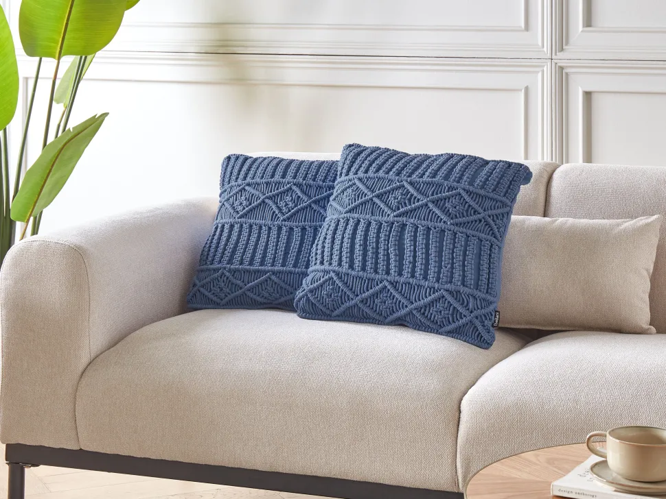 Dekokissen Strickmuster Blau 45 X 45 Cm 2Er Set Karatas