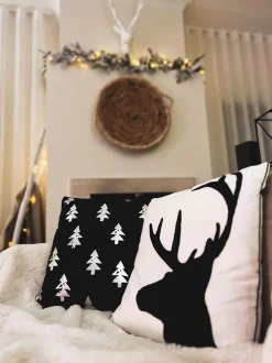 Dekokissen Tannenbaum-Motiv Samtstoff Schwarz 45 X 45 Cm 2Er Set Cupid