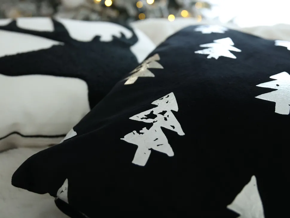 Dekokissen Tannenbaum-Motiv Samtstoff Schwarz 45 X 45 Cm 2Er Set Cupid