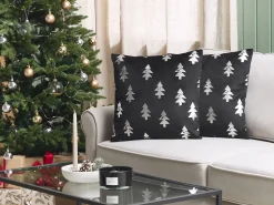 Dekokissen Tannenbaum-Motiv Samtstoff Schwarz 45 X 45 Cm 2Er Set Cupid
