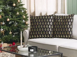 Dekokissen Tannenbaum-Motiv Baumwolle Schwarz 45 X 45 Cm 2Er Set Leroy