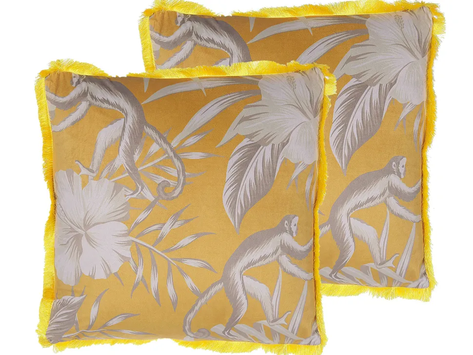 Dekokissen Tiermotiv Gelb / Weis 45 X 45 Cm 2Er Set Manju