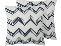 Dekokissen Zickzack Muster Baumwolle Weis/Blau 45 X 45 Cm 2Er Set Nerine