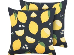 Dekokissen Zitronenmuster Schwarz / Gelb 45 X 45 Cm 2Er Set Orchid