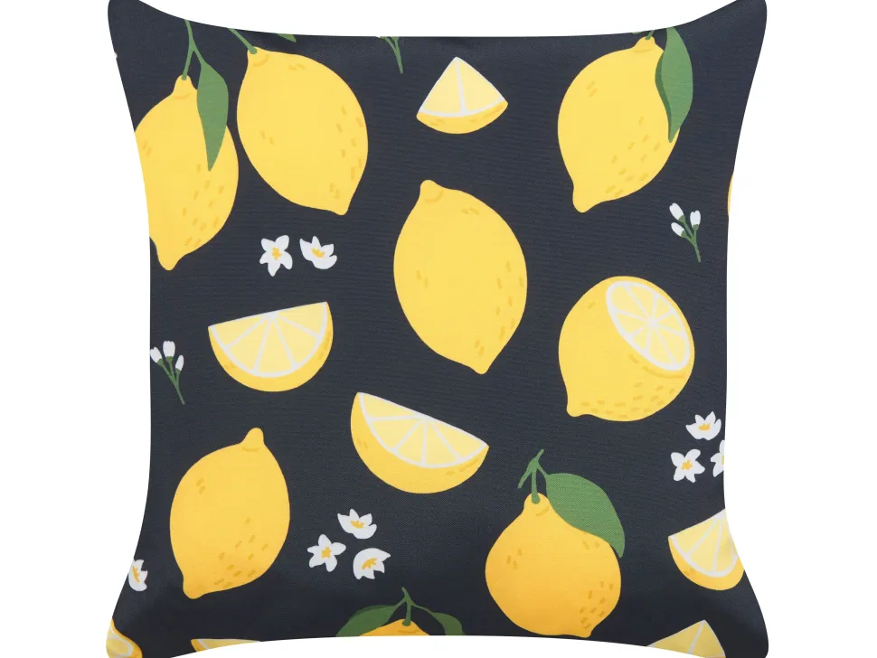 Dekokissen Zitronenmuster Schwarz / Gelb 45 X 45 Cm 2Er Set Orchid