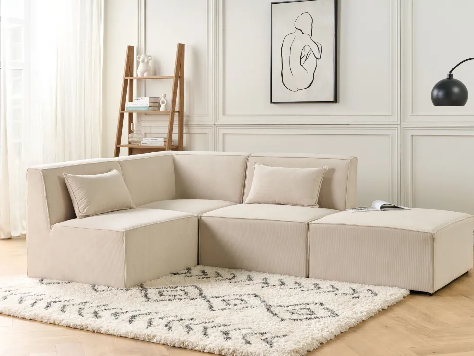 Ecksessel Cord Hellbeige Lemvig