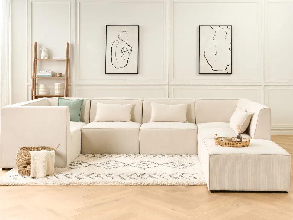 Ecksessel Cord Hellbeige Lemvig