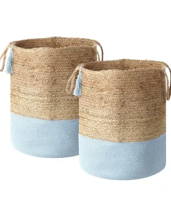 2Er Set Jute Korbe Weis/Blau Gajar