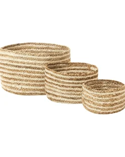 3Er Set Korbe Aus Jute Natur Und Beige Kahu