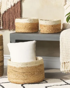3Er Set Korbe Aus Jute Natur Und Beige Tajori