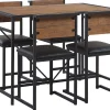 Essgruppe Dunkler Holzfarbton / Schwarz Stahl 4-Sitzer 110 X 70 Cm Burton