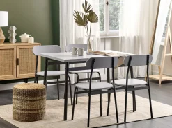 Essgruppe Grau Meliert / Schwarz 4-Sitzer 110 X 70 Cm Velden