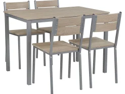 Essgruppe Heller Holzfarbton / Grau 4-Sitzer 110 X 70 Cm Blumberg