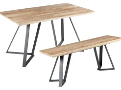 Essgruppe Heller Holzfarbton / Schwarz 2-Sitzer 140 X 80 Cm Upton