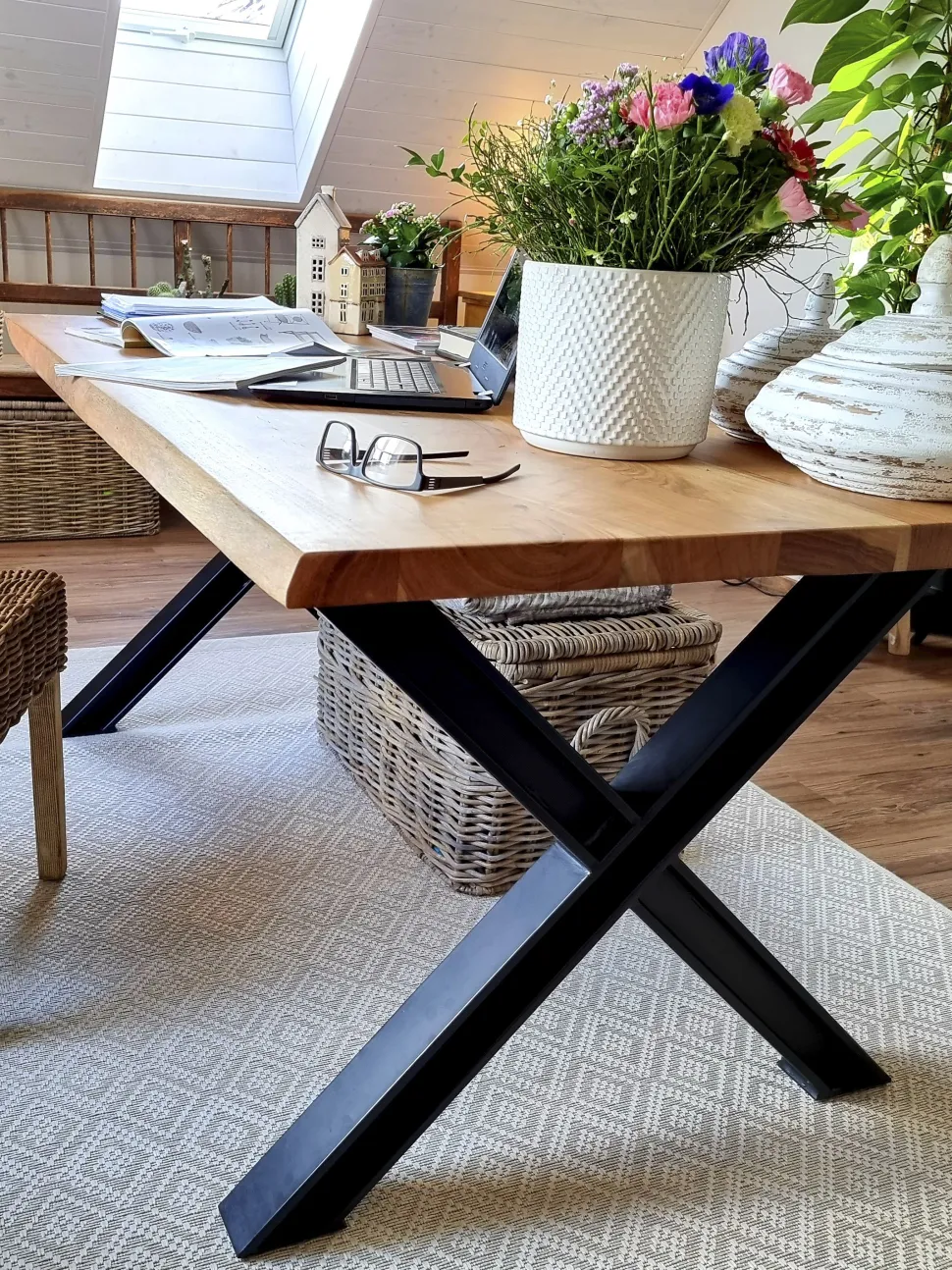 Esstisch Akazienholz Hellbraun / Schwarz 180 X 95 Cm Brooke