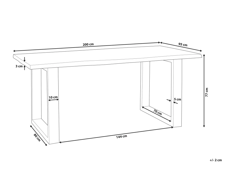 Esstisch Akazienholz Hellbraun 200 X 95 Cm Heby