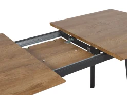 Esstisch Dunkler Holzfarbton / Schwarz 160/200 X 90 Cm Ausziehbar Salvador