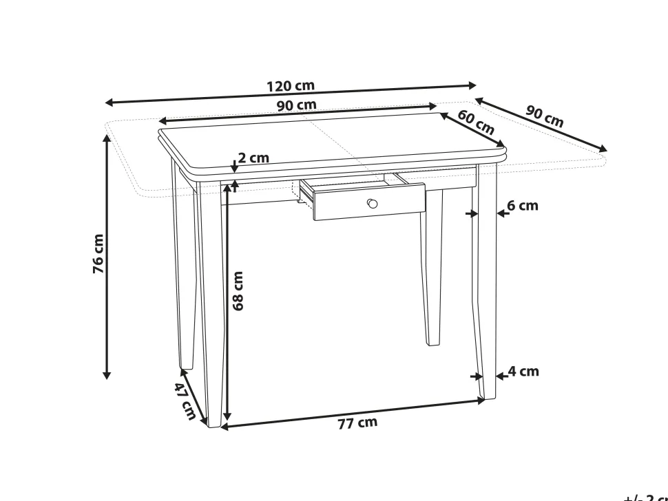 Esstisch Dunkler Holzfarbton 90/120 X 60 Cm Ausziehbar Masela