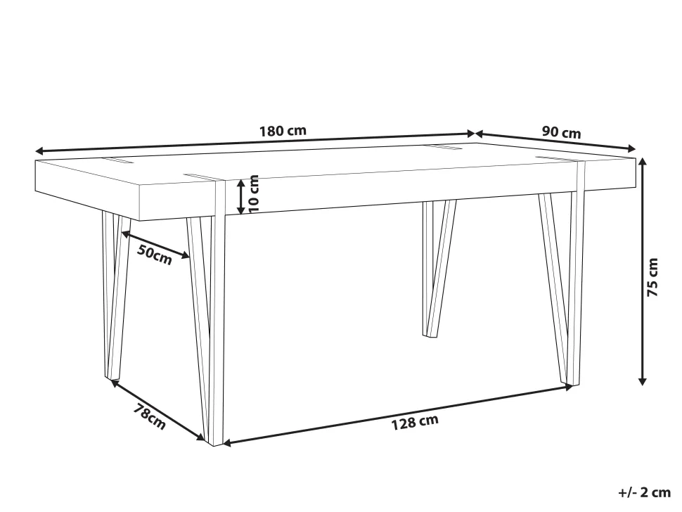 Esstisch Dunkler Holzfarbton / Schwarz 180 X 90 Cm Adena