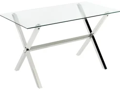 Esstisch Glas / Edelstahl Silber 130 X 70 Cm Florin