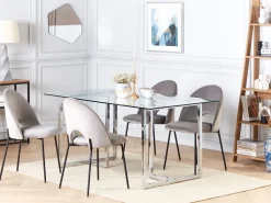 Esstisch Glas Transparent / Silber 160 X 90 Cm Envia