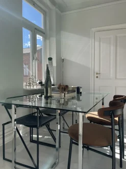Esstisch Glas Transparent / Silber 160 X 90 Cm Envia