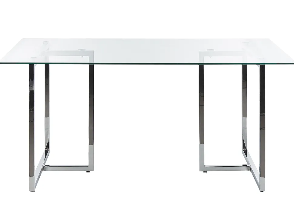 Esstisch Glas Transparent / Silber 160 X 90 Cm Envia