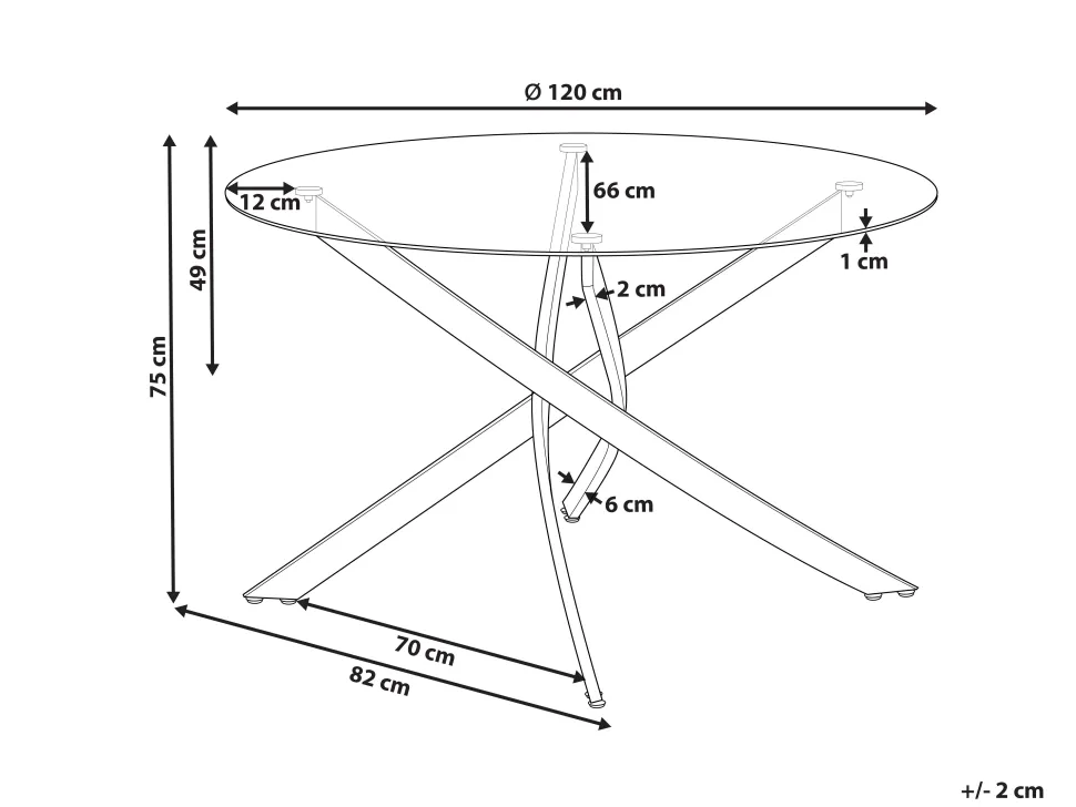 Esstisch Glas Transparent / Gold 120 Cm Maramo